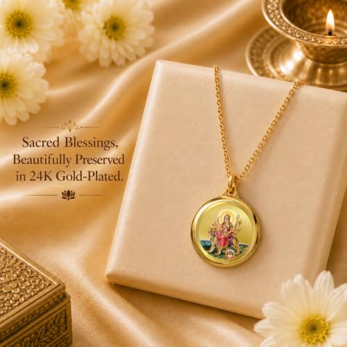 Image of DIVINITI 24K Gold Plated Double-Sided Religious Pendant with Premium Gift Box, Spiritual Locket for Men & Women, Devotional Jewellery for Gifting & Everyday Wear