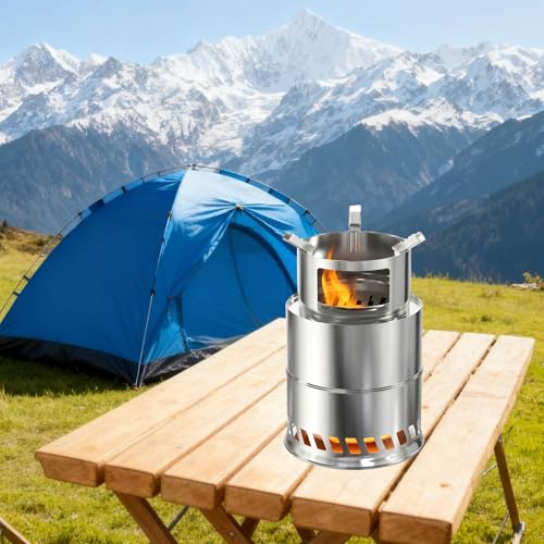 UISEBRT Brasero 3 en 1 sin humo con bolsa de almacenamiento, hornillo portátil de camping de acero inoxidable, pequeña cesta de fuego con cenicero extraíble para camping, picnic, barbacoa, viajes