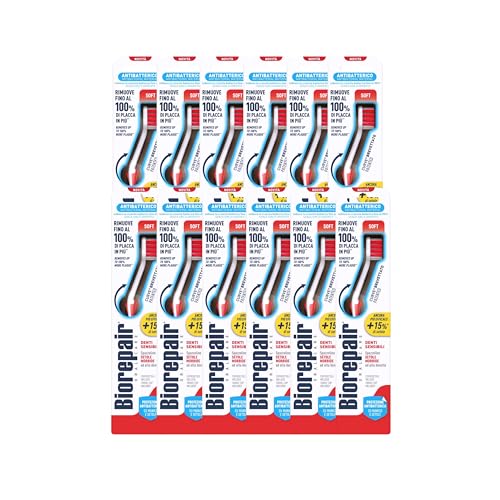 Biorepair brosse à dents sensitive brossage souple quotidien lot de 12