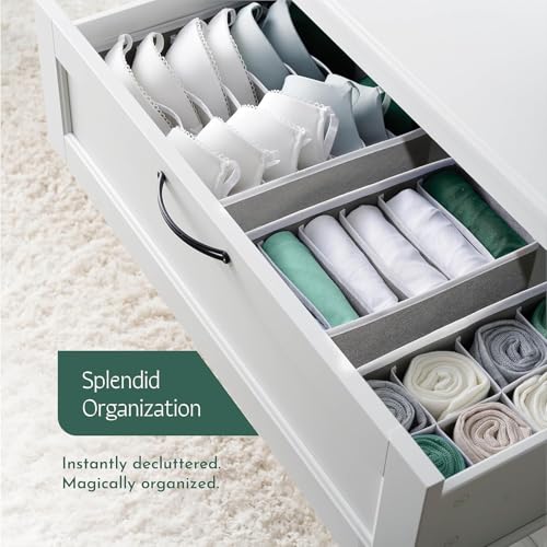 Image of Kuber Industries 4 Pcs Set Foldable Multicompartment Socks Organizer for Wardrobe | Cloth Organizer for Storage | Tie, Socks & Underwear Organisers Storage Box for Closet | Grey