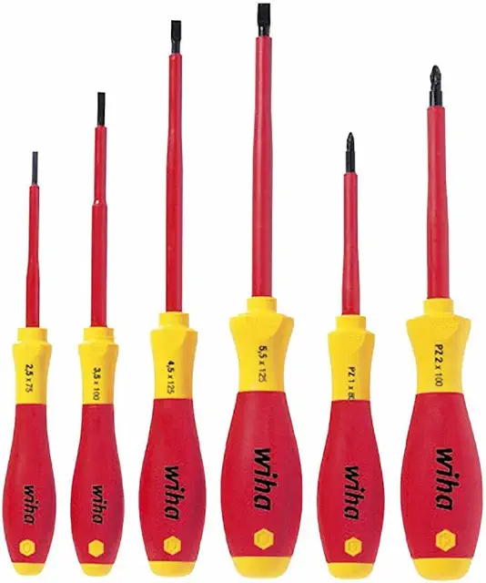 Wiha VDE Insulated Screwdriver Set - 6 Piece Slotted/Pozi Tools