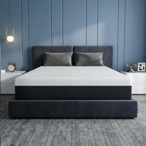 Image of 8 inch Twin Mattress Cooling Memory Foam Mattresses, Medium Firm | Mattress in a Box for Pressure Relief & Cool Sleep, Fiberglass Free, CertiPUR-US Certified, White & Gray