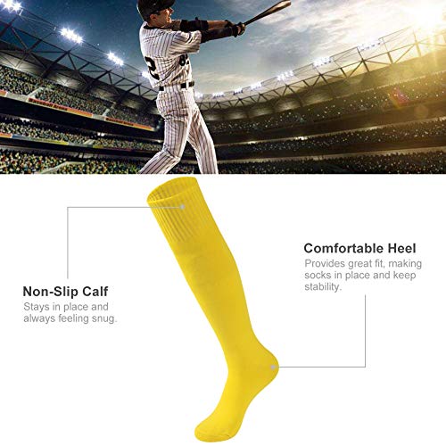 Soccer Baseball Softball Socks,Three street Unisex Knee High Solid Sport Tube Compression Football Socks 2-10 Pairs3