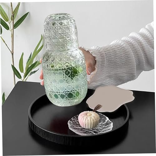 Jarra de agua de 1 pieza y vaso de vidrio transparente con relieve para evitar el polvo 4