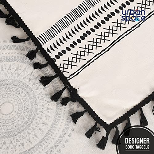 Image of Urban Space 100% Cotton Square Dining Table Cover, Printed Anti Skid Table Cloth for Dining /Center Table, for Upto 4 ft x 4 ft Table (Size - 48 inch x 48 inch - Square, Trellis Black)