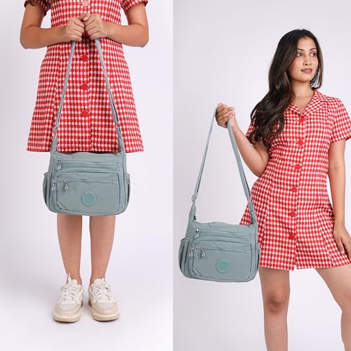 Image of TS WITH TECHSUN Women's Crossbody Sling Bag For Everyday Use, Nylon Shoulder Bag with Zipper Pockets, Adjustable Strap, Water Resistant Handbag for Travel, Shopping