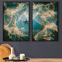 2 Piece Framed Canvas Wall Art Coastal Beach Canvas Prints Home Artwork Decoration for Living Room,Bedroom - 16