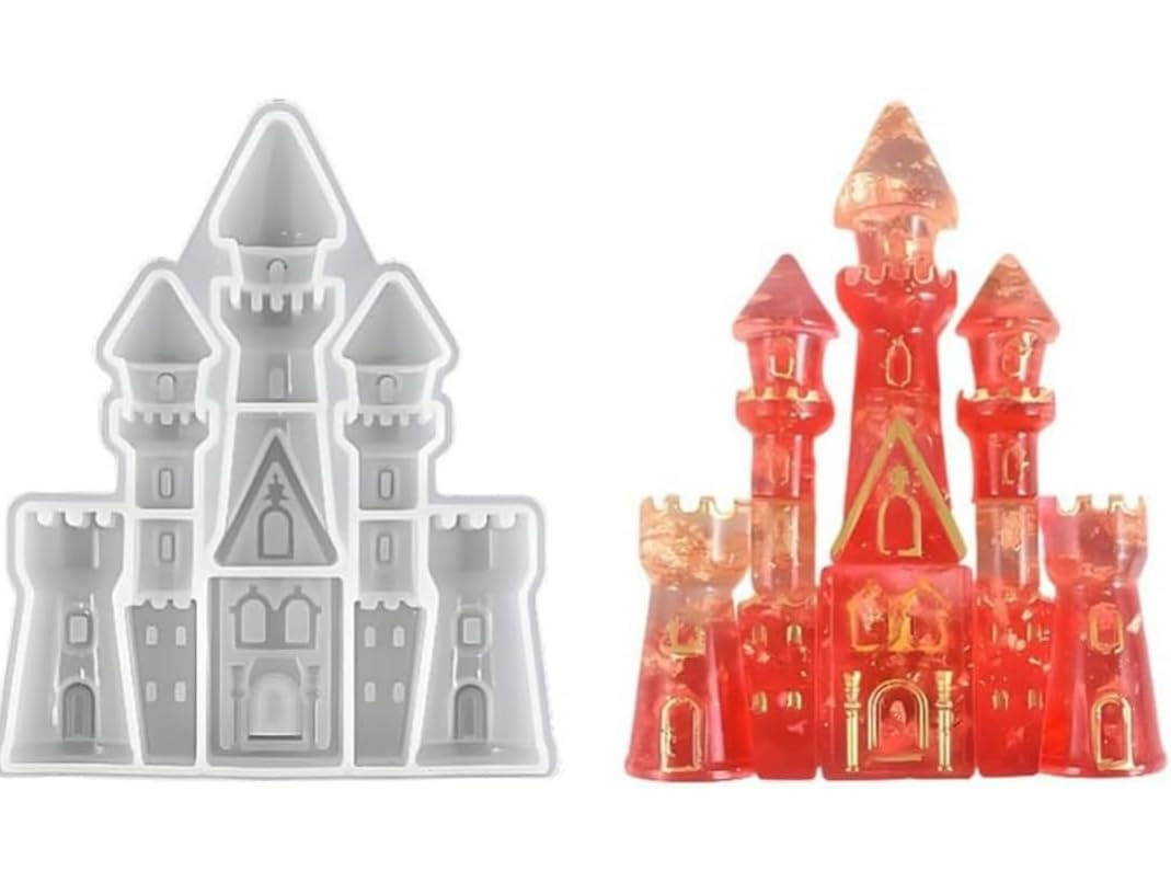 HUSAINI MART|Silicone Castle Shape Fondant Mould for Cinderella Fairy Tale Theme Cake Decoration Chocolate Candy Cupcake Topper Gum Paste SugarCraft 3D Dream Castle Resin Mold for Casting Epoxy-image-44