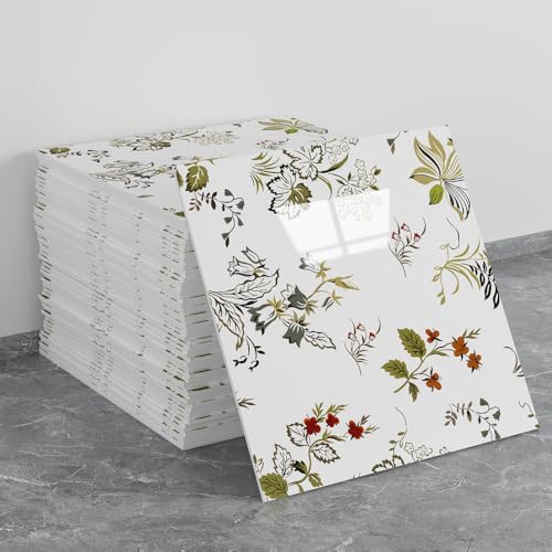 LVSHI Floral Marble Peel and Stick Tiles