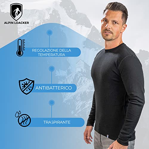 ALPIN LOACKER Maglietta Termica Uomo, 100% Lana