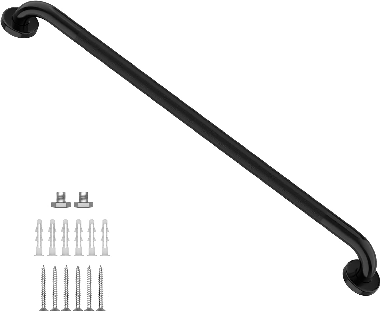 Black Shower Grab Bar w/Anti-Slip Knurled Grip 36 Inch, Zepolu Stainless Steel Bathroom Handicap Grab Bars, Safety Bar Balanced Handrail, Handicap Injury Elderly Senior Assist Support Shower Handle 36 Inch Black