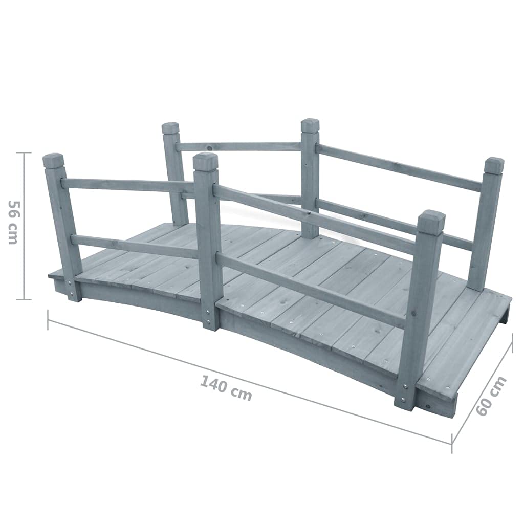Pont de jardin Gris 140x60x56 cm Bois de sapin massif
