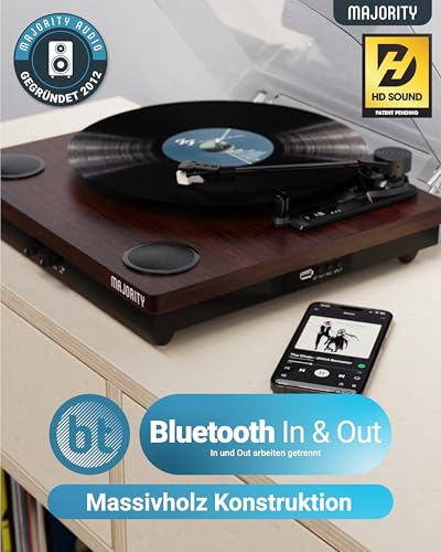 Schallplattenspieler mit Lautsprecher | Plattenspieler mit Bluetooth Senden & Empfangen | Vinyl...