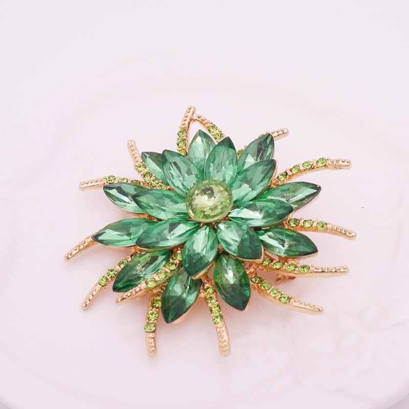 Image of Sparkling Crystal Flower Brooch Pins for Women Dainty Rhinestone Flower Shape Brooch Pin Suit Scarf Hats Decoration Wedding Jewelry