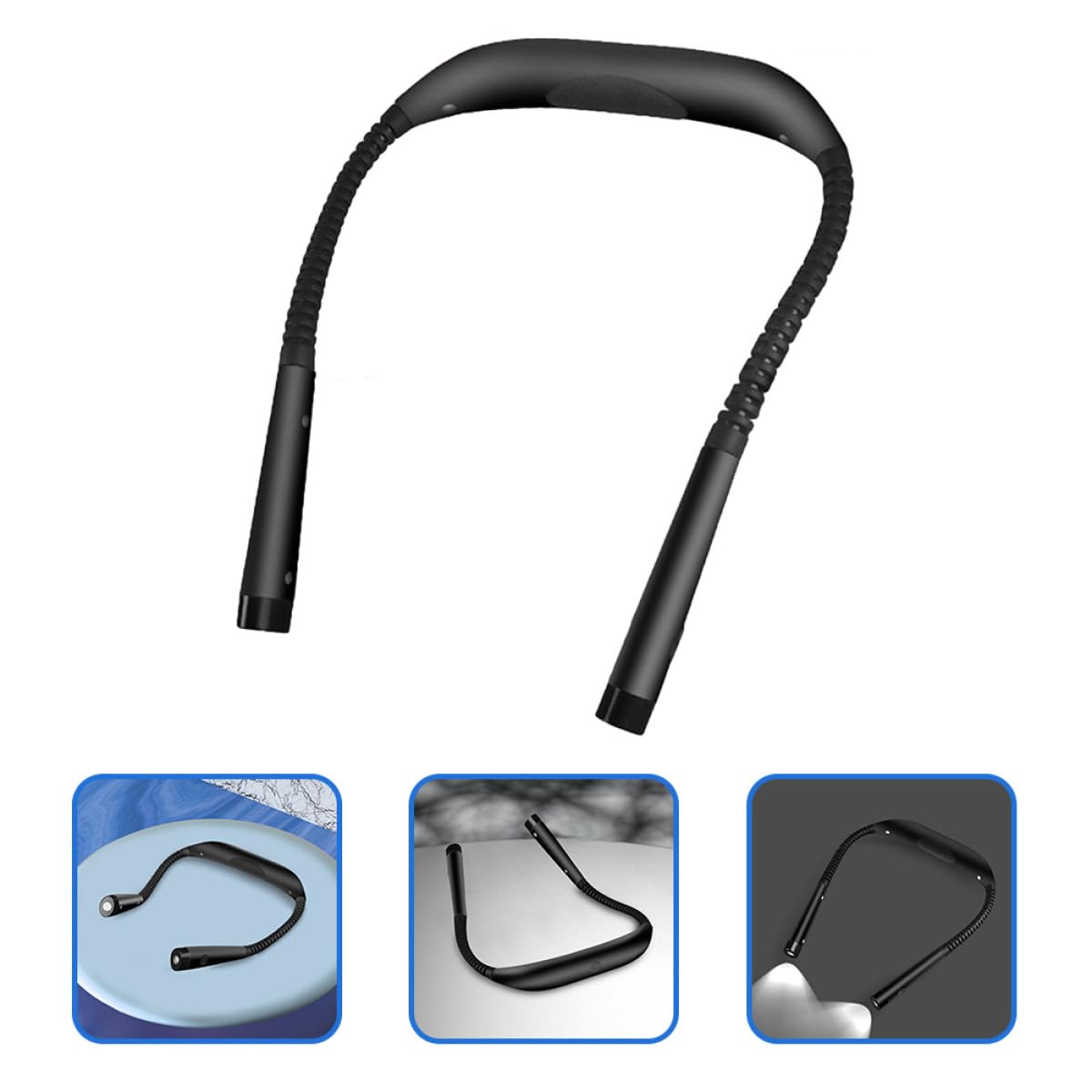 Luce da Lettura al Collo USB Ricaricabile, 4 LED 2835 | Bracci Regolabili, Angolo Fascio 90°, Batteria Integrata 1000mah, Plastico Nero per Viaggio e Campeggio