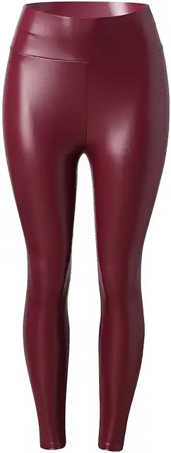 Legging cuir extensible skinny femme - Taille haute rouge XXXXL - Style sexy