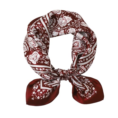 STARWHISPER 100% Pure Mulberry Silk Square Scarf-27x27 Lightweight Hair Scarves Headscarf Night Sleeping with Gift Packed (Burgundy Paisley)
