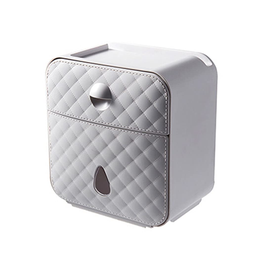 NEWFT Holders Multifunctional Bathroom Accessories Wall-mounted Waterproof Punch-free with Slot Paper Dispenser Wall Mount Toilet Dispenser Roller Mount White Grey Pounch Free