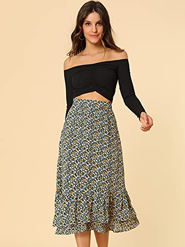 Image of Allegra K Women's Printed Skirt 2025 Weekend Trendy Summer Chiffon Ruffle Tiered Flowy Midi Skirts