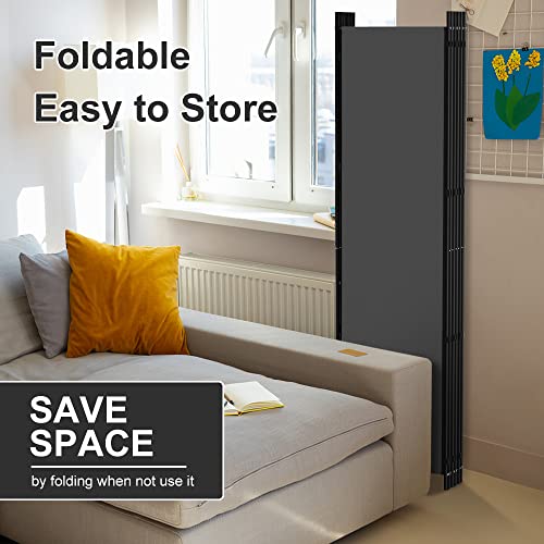 مقسم غرفة من 6 ألواح بطول 183 سم قابل للطي للخصوصية، مقسم غرفة قائم بذاته لفصل الغرفة، يتضمن شرائط غطاء، 305 سم عرض × 183 سم ارتفاع، رمادي من كوكورونا