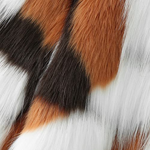 Girls Fluff Faux 𝗙𝘂r Coat Windproof Long Sleeve Open Front Tie Dye Thick Outerwear Kids Winter Warm Jacket4