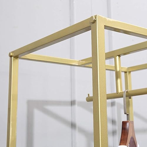 Miniatura 7 de Percheros de metal resistentes para ropa, estantes de almacenamiento para tienda de ropa, estante de exhibición de pie (tubo cuadrado dorado, 75