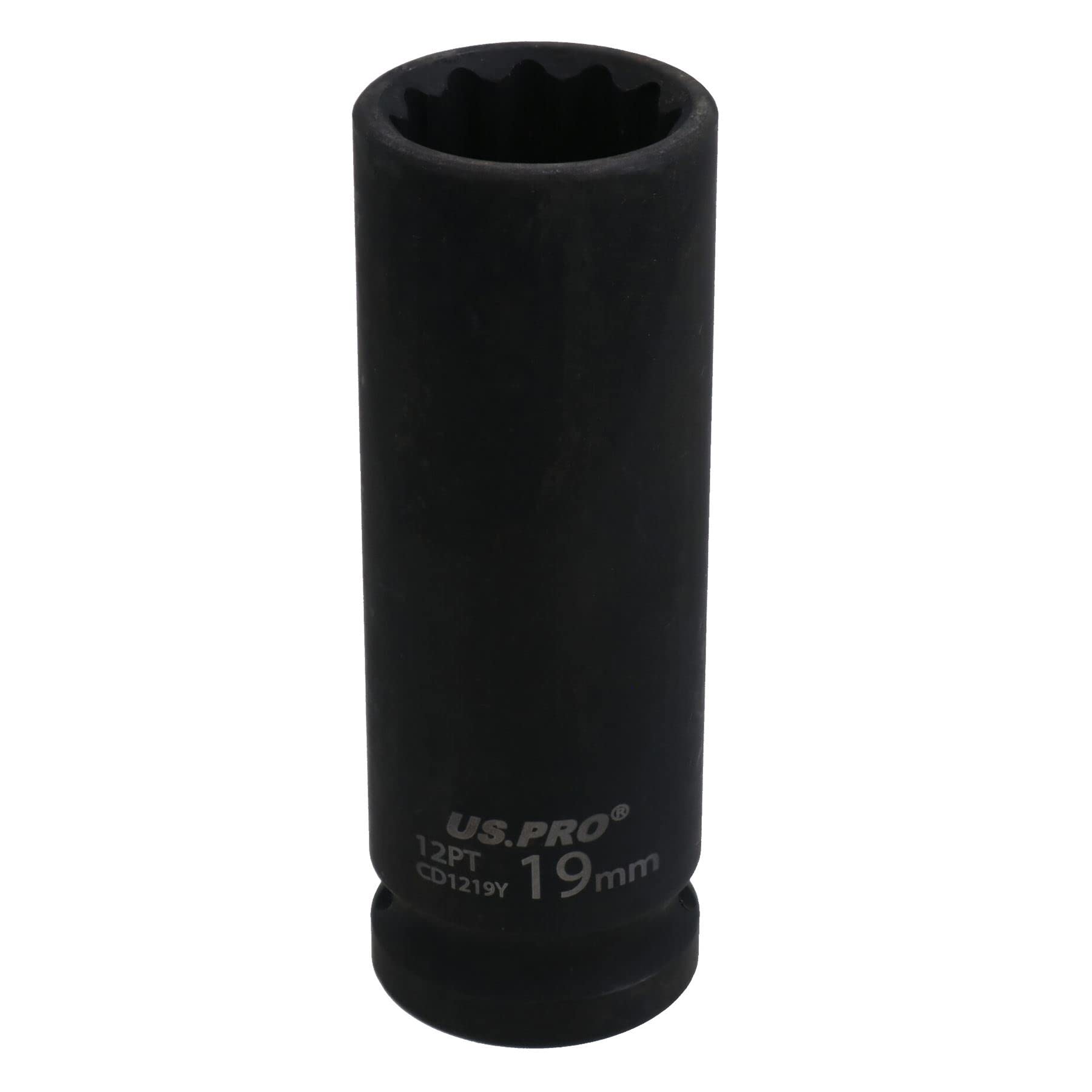 Ab Tools 19Mm 1/2In Drive Double Deep Metric Mm Impact Socket Bi-Hex 12 Sided