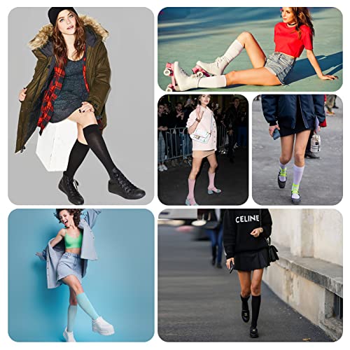 4 Pack Bamboo Lightweight Knee High Dress Socks for Women Casual Sock Breathable Tube Socks for Roller Skate4