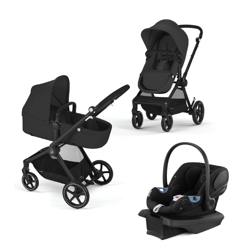 Cybex EOS 5-in-1 Travel System Stroller + Lightweight Aton G Infant Car Seat, Moon Black