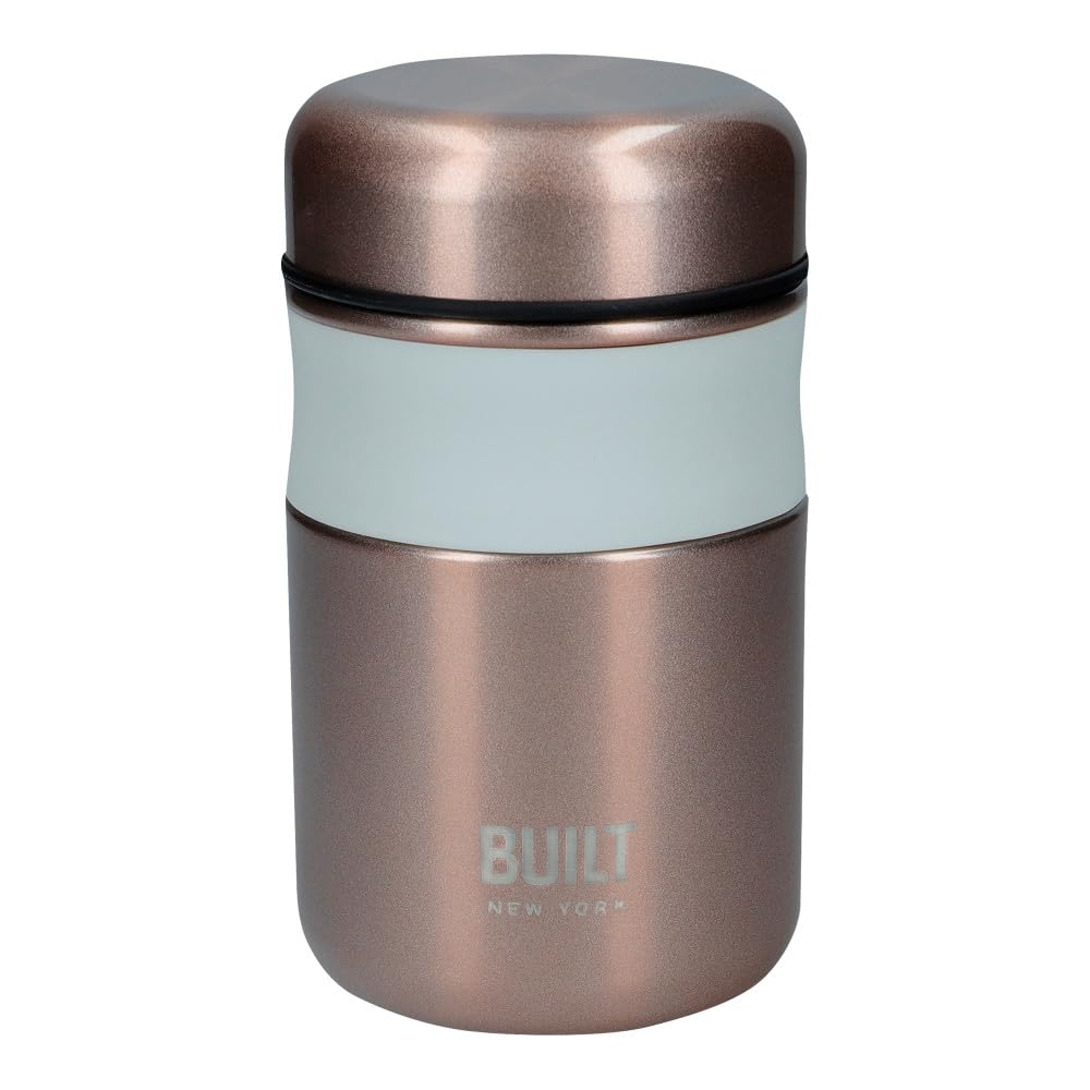 Built 473ml Rose Gold Food Flask - Grey - Insulated - Leakproof