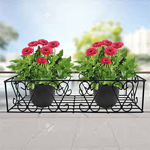 D&V ENGINEERING - Creative in innovation Metal Railings Pot Stand/Flower Plant Display Stand for Multiple Plants Balcony (Adjustable Hanger - Black)