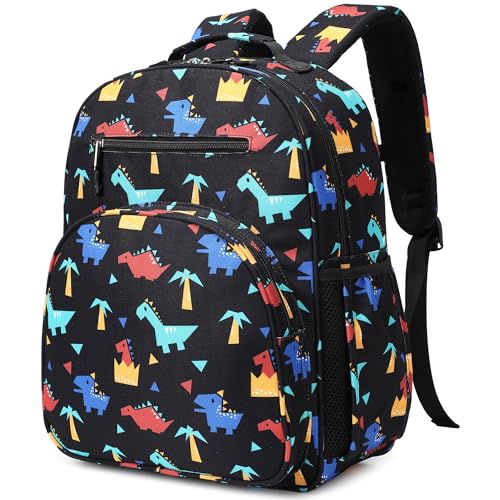 abshoo Cute Lightweight Kids Backpacks for Boys Kindergarten Elementary School Backpack for Boy ages 4-8 (Dinosaur Black Triangle)2