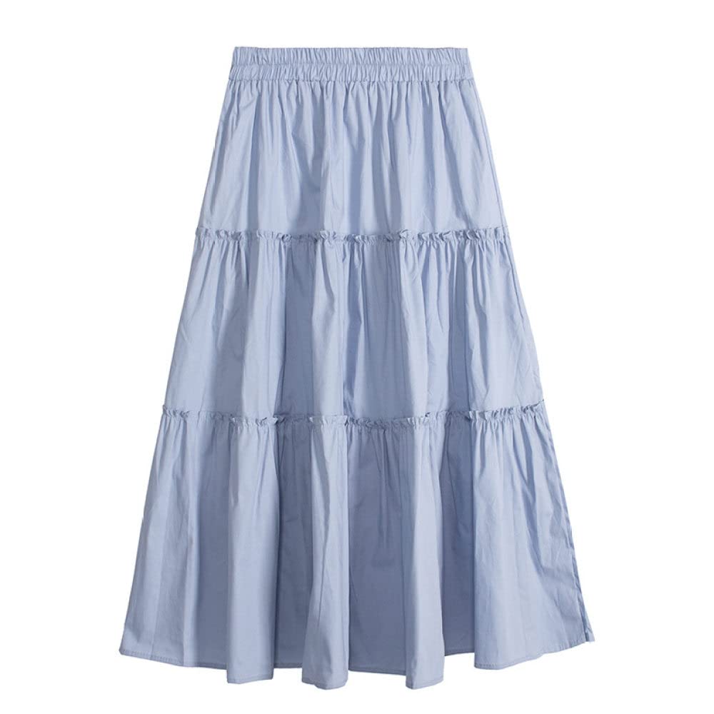 Spódnice dla kobiet Wielka Brytania, plus rozmiar Czarna spódnica zimowa Elastyczna talia, falbana Ruched Spódnice z wysokim stanem Eleganckie spódnice maxi dla(Sky Blue One Size)