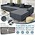 ZNSAYOTX Sectional Couch Covers, Stretch Jacquard Slipcovers with Elastic Bottom for L-Shape Sectional Sofa, 2 Pcs Pet Friendly Modular Sofa Protector (3 Seat Couch + 3 Seat Chaise, Dark Grey)