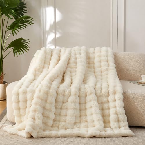 COOVA Faux Fur Throw Blanket for Couch, Cozy Soft...