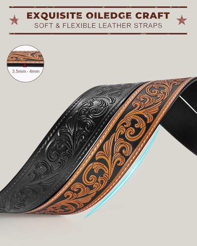 Image of BELTROAD 2 Pack Western Leather Belt Strap for Men Women Cowboy Cowgirl Leather Mens Belts for Jeans Gift Belt without Buckle