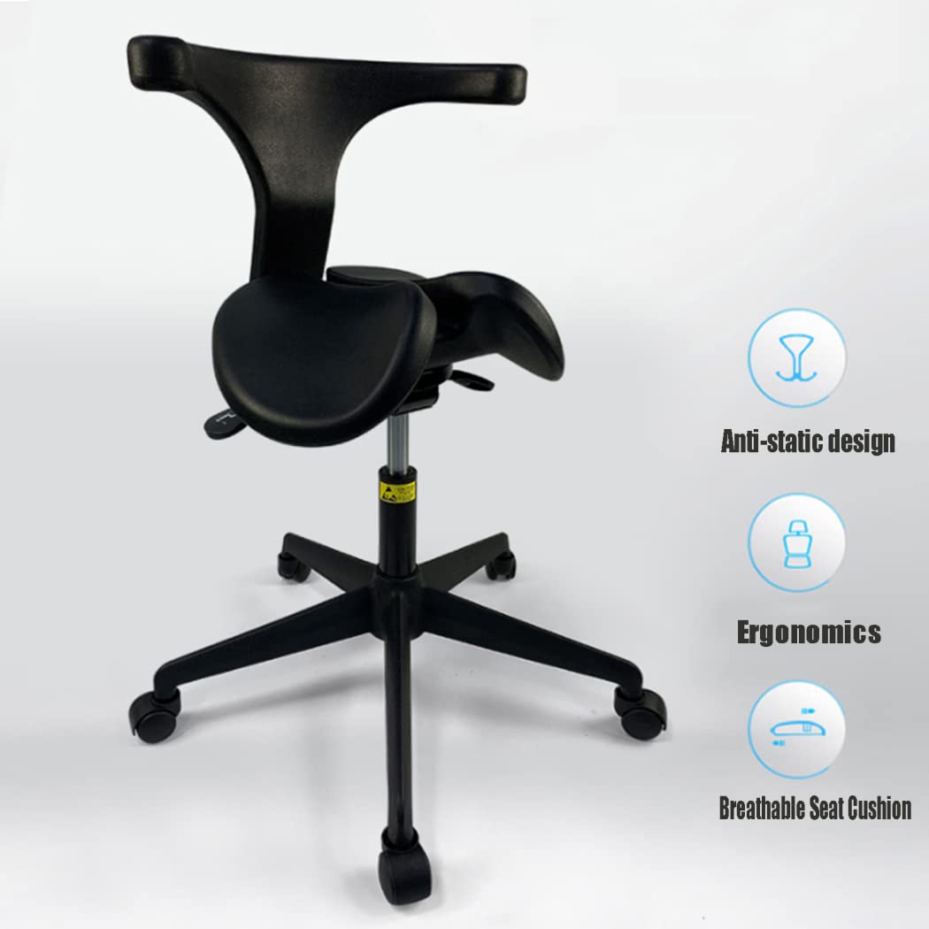 Chaise de selle ergonomique, tabouret dentaire réglable pour bureau, salon, hôpital, laboratoire, design confortable pour une meilleure posture, facile à nettoyer, polyvalent et durable