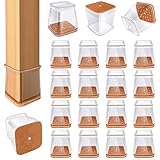 VIUME 椅子脚カバー 正方形 椅子あしキャップ シリコン クリアー 騒音 きず防止 レフィル付きフェルトシート 角脚用 16個セット (透明-M)