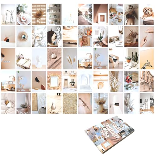 KAHZOR 50 Piezas Posters Aesthetic para Collage de Pared, Decoración de Habitación Estilo Clean Girl, Set de Collage Vintage Chic, Impresiones Artísticas para Decorar Paredes, Postales Estéticas