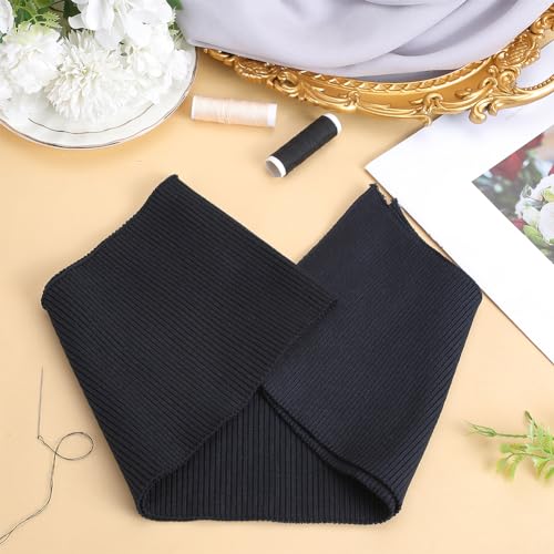 GORGECRAFT Elastic Ribbing Knit Material Cuffs Waistband Fabric Sewing Supplies Collar NeckBands Hem Trim Handcrafted Fabric for Cuffs Jacket Neckline Trimming Edging Garments Black 37.4x5.71inch - Image 4