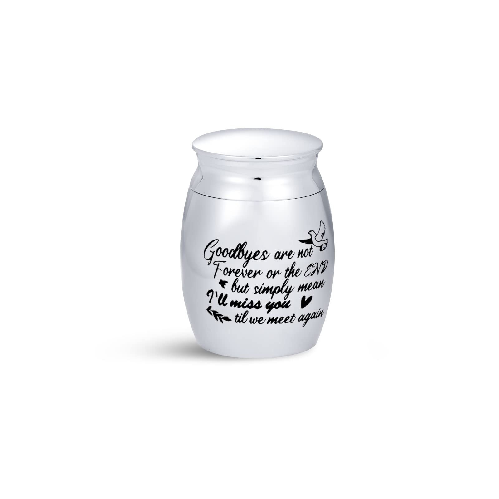 Fgt Silver Mini Small Urn For Ashes Dog Cat Family Grandma Mum Dad Husband Wife Cremation Memorial Keepsake Goodbyes Are Not Forever Or The End