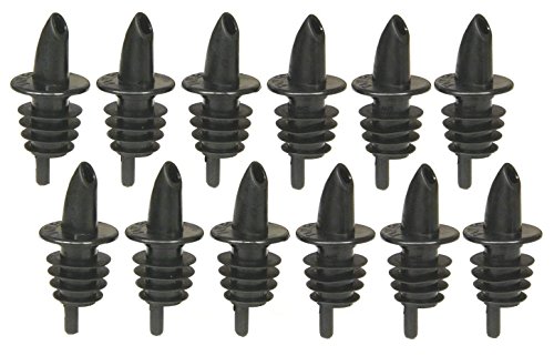 Free-Flow Liquor Bottle Speed Pourers, Black, 12 Pourers