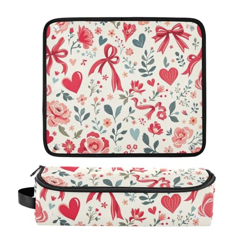 Bolsa de viaje para herramientas de cabello con tapete removible resistente al calor, organizador portátil para rizador, plancha, secadora de cabello, patrón femenino estándar miniatura 3