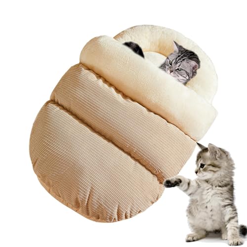 Holdes Cama para gatos suave | Cama semicerrada para gatos en forma de mocasina, forro polar en forma de zapatilla, cálida y suave, cama para gatos de tamaño mediano
