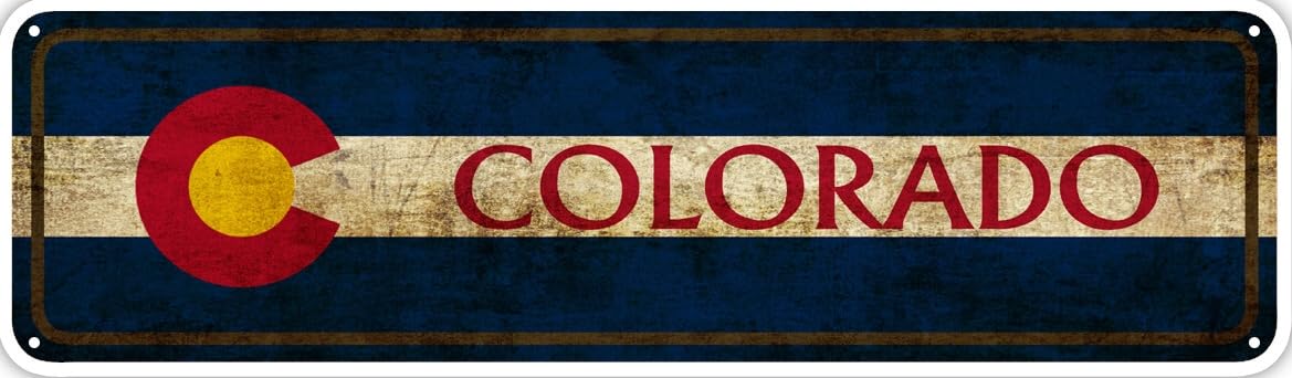 Colorado Country Flag Vintage Sign Coloradans Gift Road Wall Metal Sign