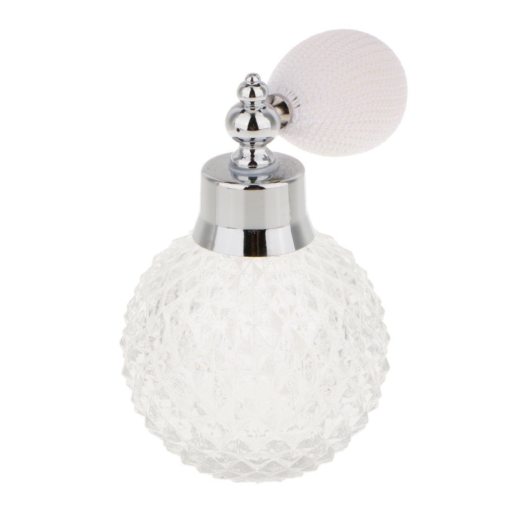 Parfümflasche Kristall Parfumzerstäuber Glasflakon Zerstäuber Duftflakon Wiederbefüllbar Aus Glas mit Eleganter Kristalloptik 100ml für Kosmetiktisch, Klar