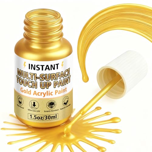 Gold Leaf Paint, Gold Paint for Metal and Wood – Rich Metallic Shine, Fast Drying & Long-Lasting...