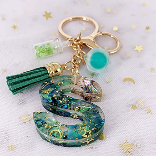 Selovo Capital Letter S Keychain Alphabet Green Keychain For Handbag #TOP2