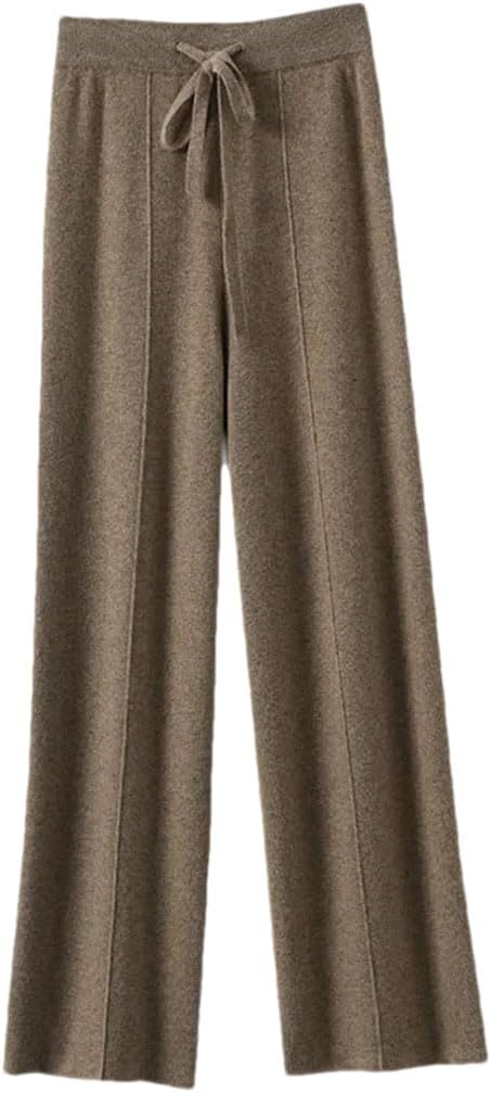 GenericWomen Cashmere Pants Knitted Loose Cashmere Pants Warm Wide Leg Dress Business Trouser