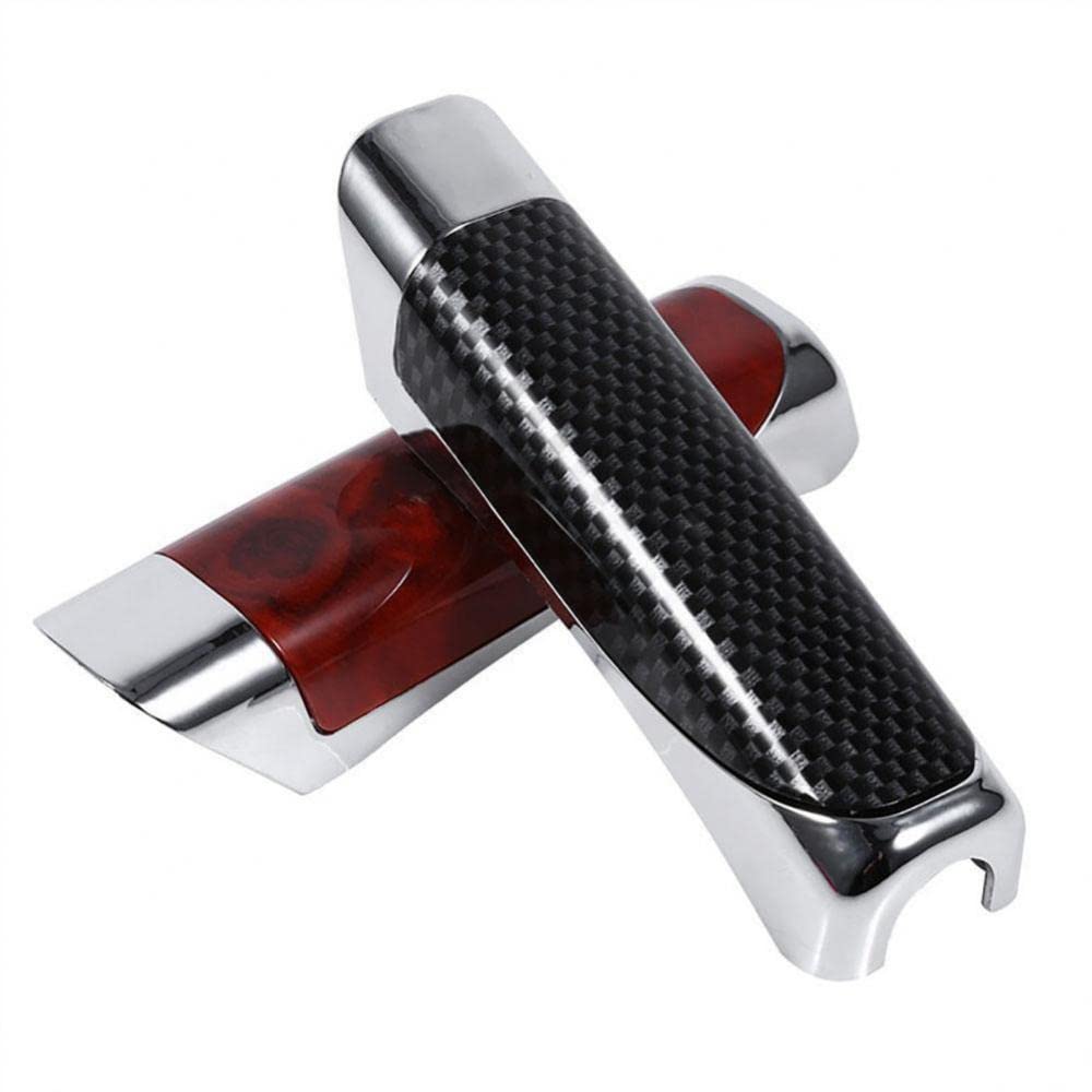 Copri Freno A Mano Auto | Universale | Fibra Di Carbonio Look | ABS Cromato | 12,5 Cm